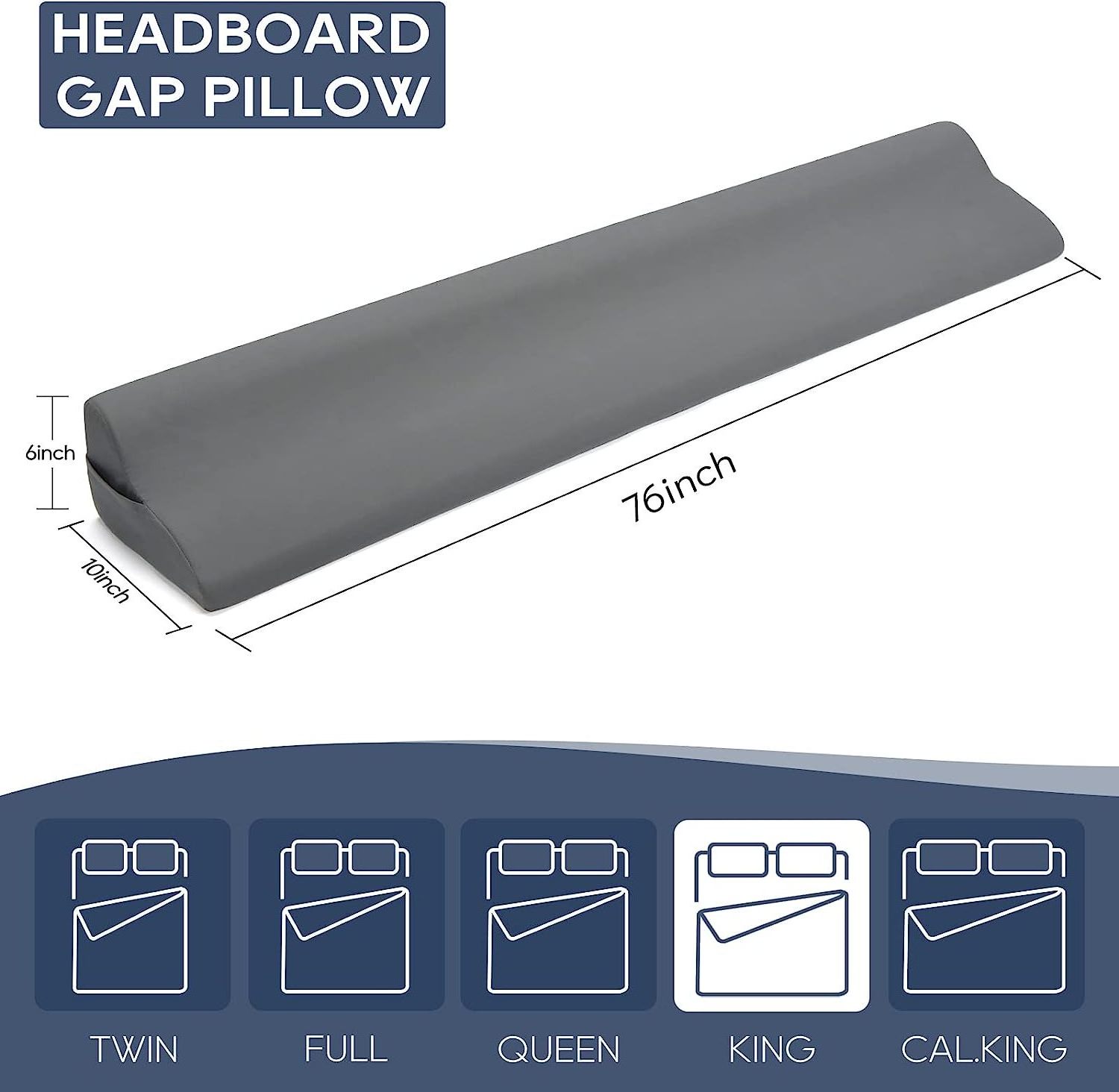 Orthopedic Acid Reflux Memory Foam Bed Wedge Pillow Gap Filler For Sleeping Between Headboard And Mattress