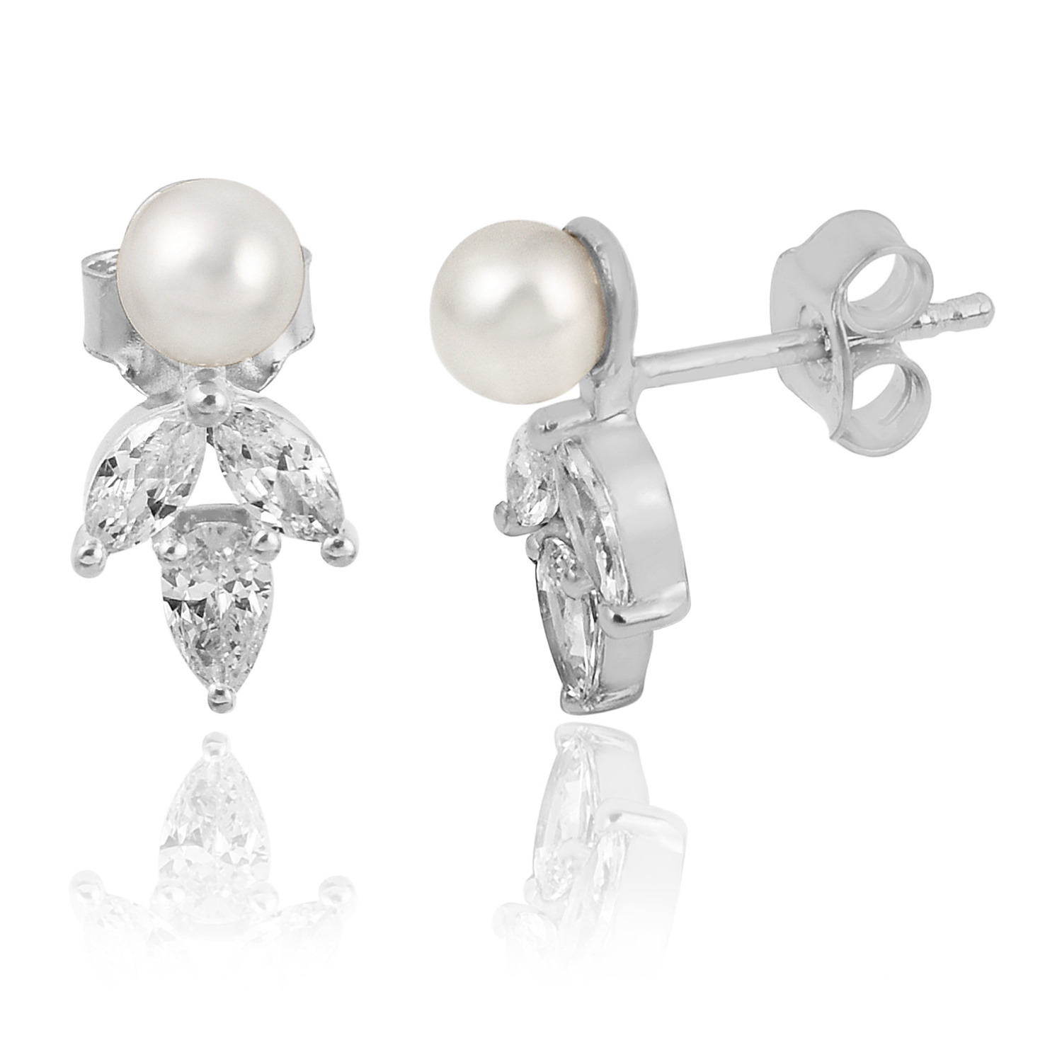 Fashion trendy stud earring women jewelry gemstone pearl 925 sterling silver stud earring women