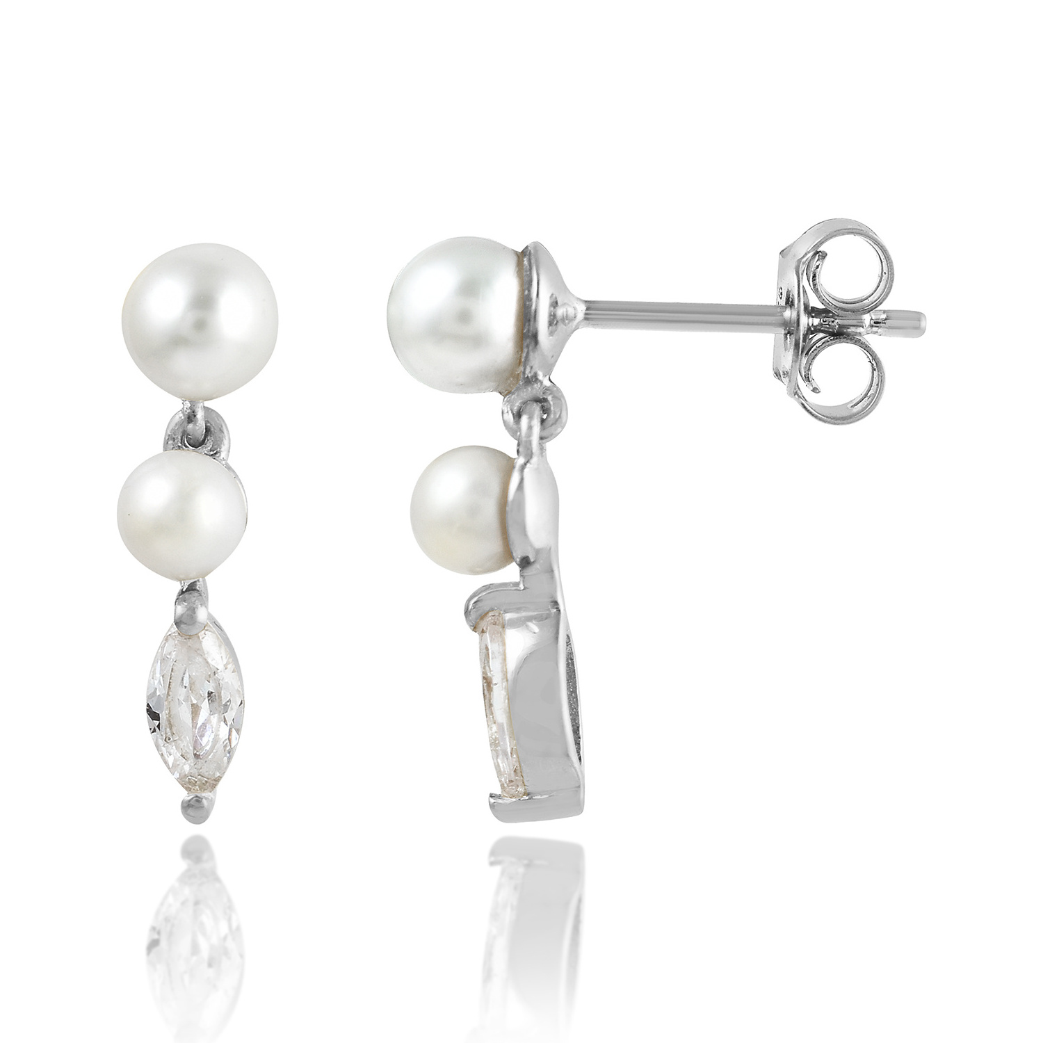 Fashion trendy stud earring women jewelry gemstone pearl 925 sterling silver stud earring women