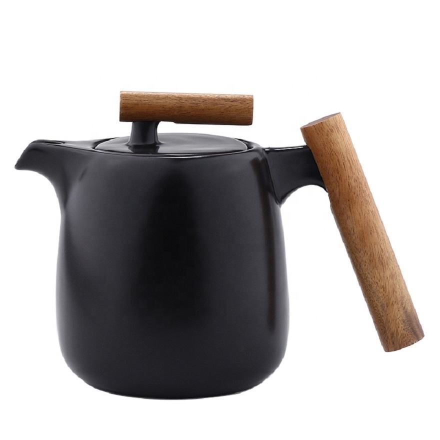 drop shipping Wooden handle creative Chinese fashion tea set Japanese fresh marble teapot gift box kettle double tea pot kettle