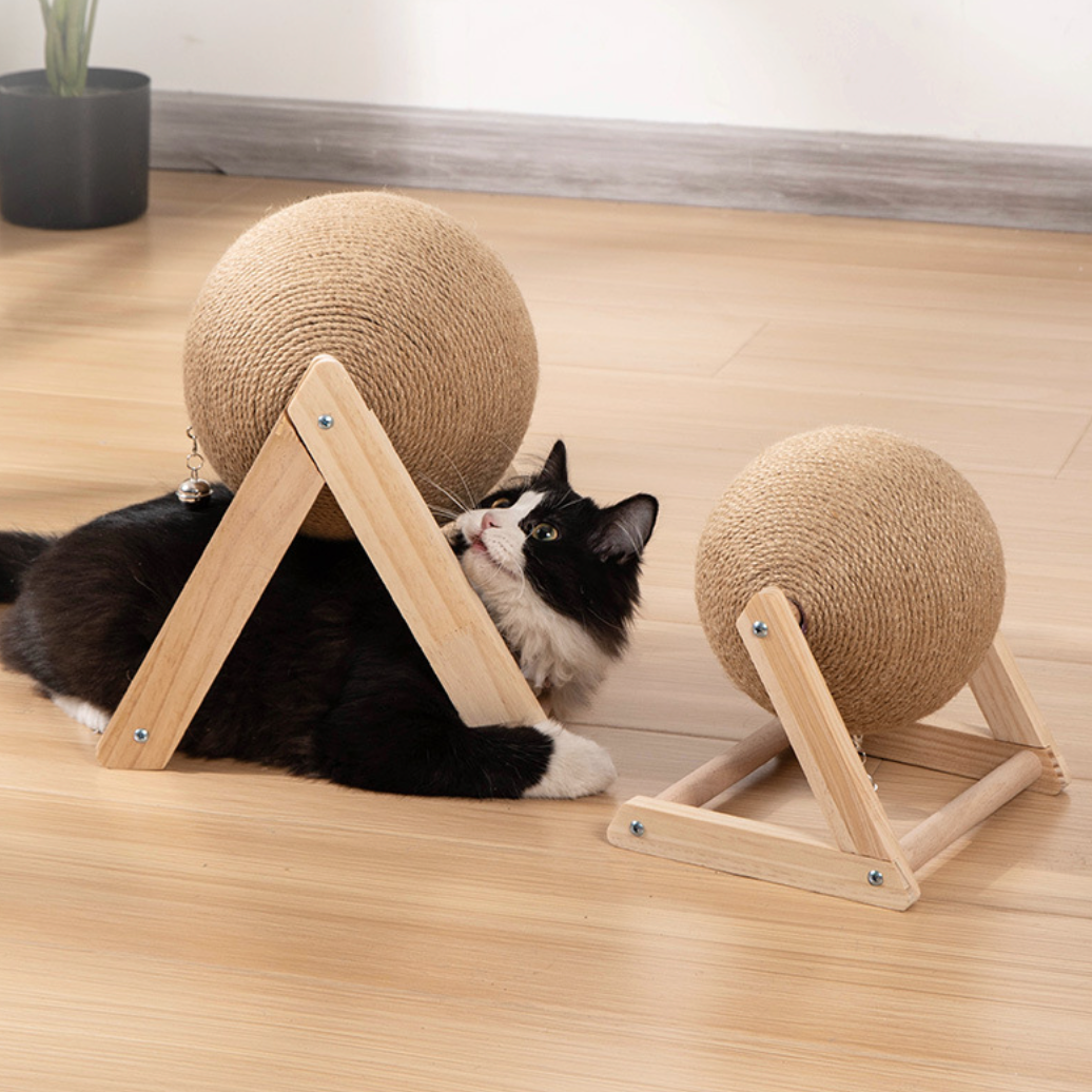 Cat scratching board wooden cat scratching ball pet grinding claw hand wrapped sisal rope climbing frame cat scratching board