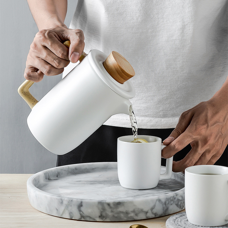 Nordic Creative Simple Drinking Ware Ceramic Tea Set Afternoon Tea Ceramic Nordic creative simple water set ceramic tea Kettle