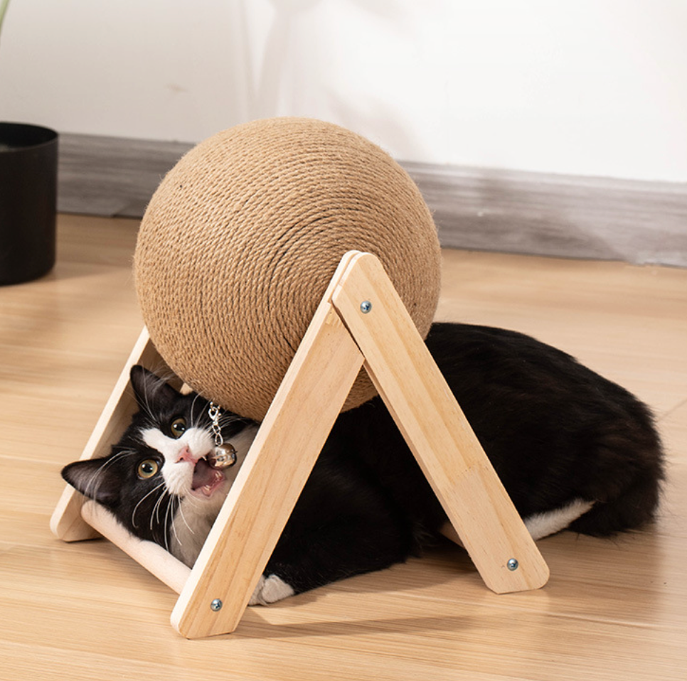 Cat scratching board wooden cat scratching ball pet grinding claw hand wrapped sisal rope climbing frame cat scratching board