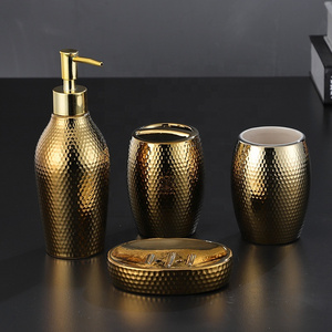 Creative Nordic gold ins simple light luxury honeycomb decoration ceramic wash Bathroom Bathroom set five-piece set