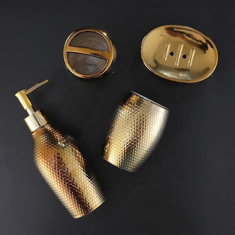 Creative Nordic golden Ins of simple light luxury honeycomb decoration ceramics bathroom set