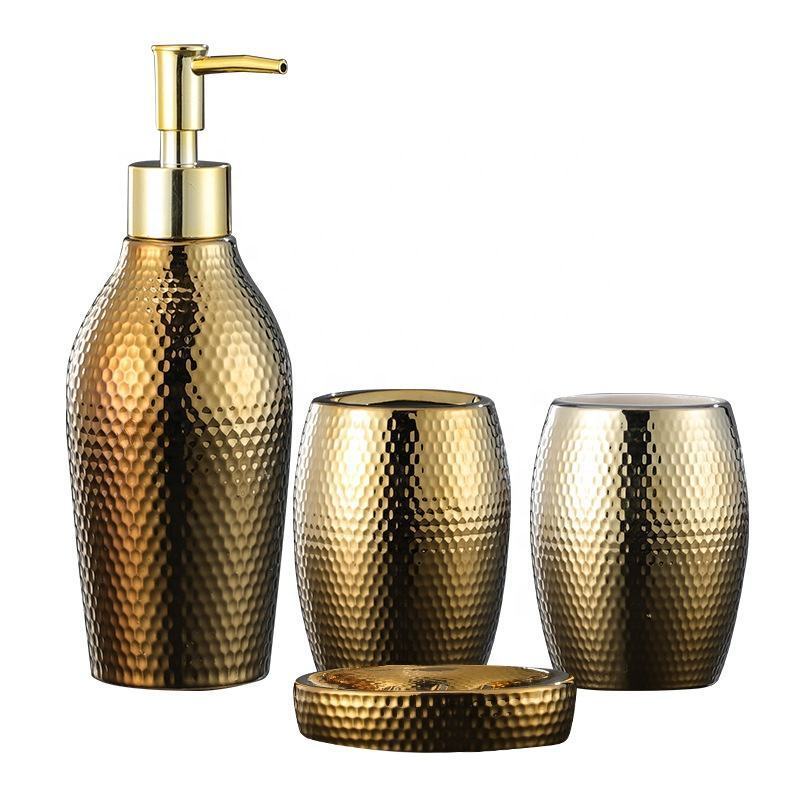 Creative Nordic golden Ins of simple light luxury honeycomb decoration ceramics bathroom set