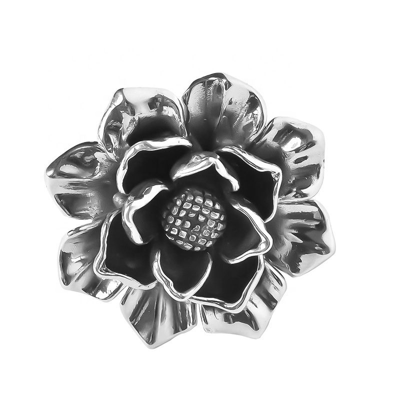 Wholesale sterling silver 925 exaggerated large flower ring open ring simple tide old cold wind atmosphere ring