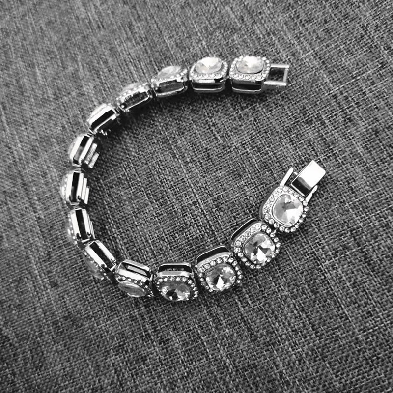 European Square Necklace Hip Hop 12mm Fashion Men's Bracelet Smart Versatile Zircon Necklace Street Trend Ornament Bracelet