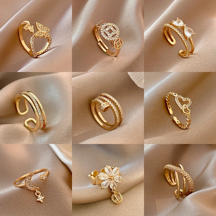 Wholesale simple ins design sense open zircon ring women's retro fashion net red ring personality tail ring