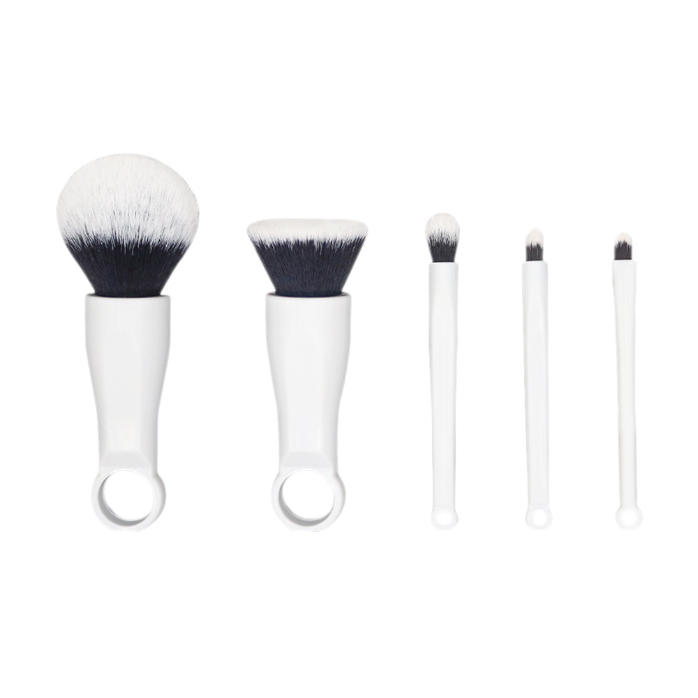 2024 High End 5 in 1 Black and White Private Label Spooky Vegan Makeup Brush Set