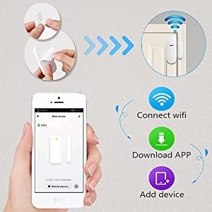 Tuya Smart WiFi Door Sensor Door Open Closed Detectors Wifi Home Alarm Compatible With Alexa Google Home Tuya APP