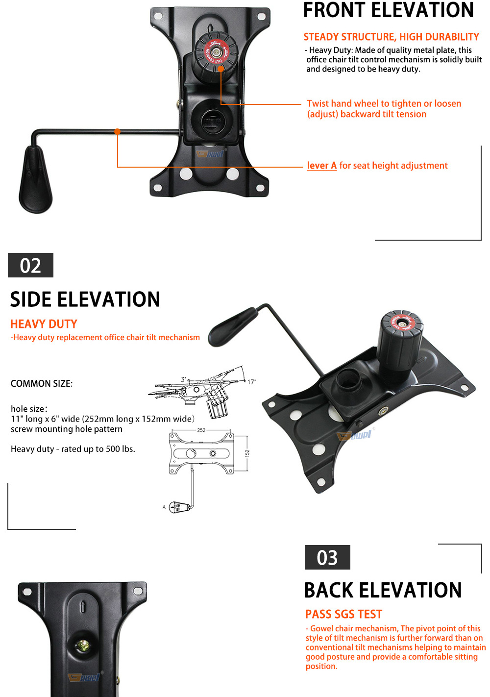 Heavy duty seat height adjustable antique office rocking rotating lifting swivel titling chair mechanism