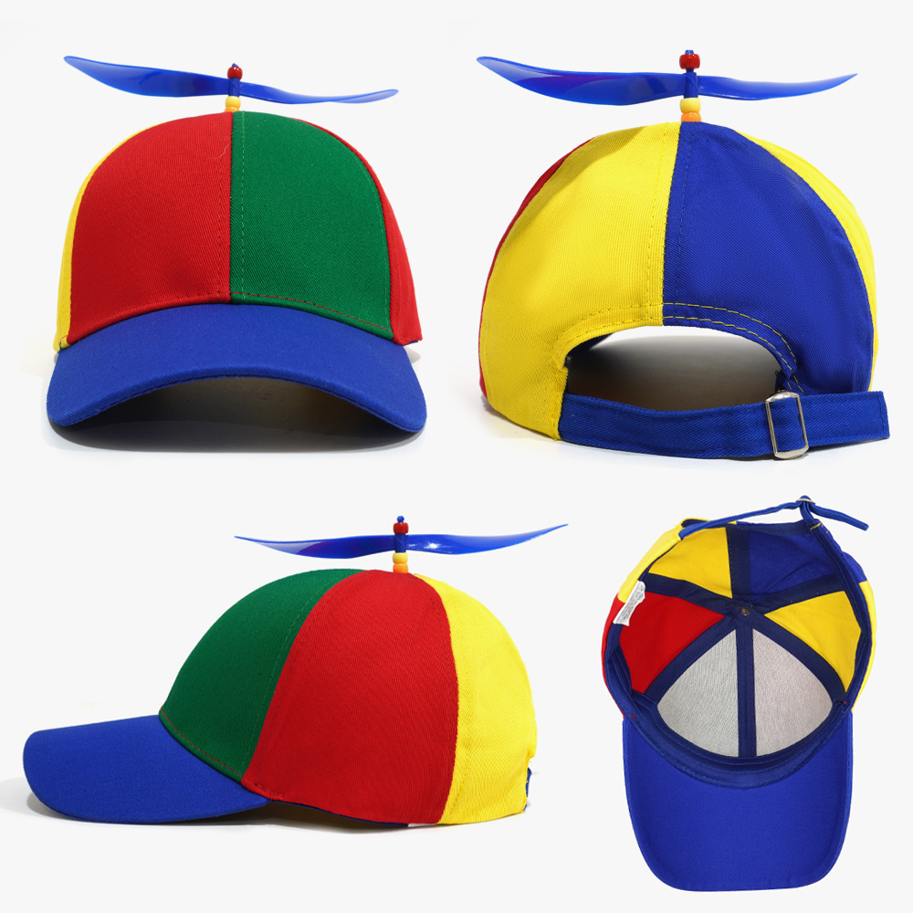 New Fashion Baseball Cap Custom Gorras 6 Panels Dad Hats For Sunshade Detachable Propeller Bamboo Dragonfly Parents Child's Cap