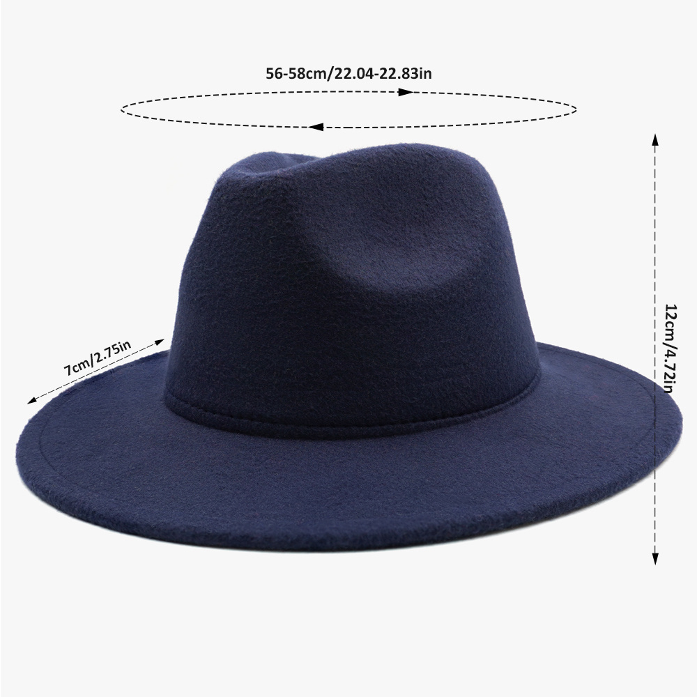 Wholesale Fashion Fedora Hat Cotton Polyester Classic Party Hat Flat Wide Brim 21 Solid Color Wool Felt Western Cowboy Hat OEM