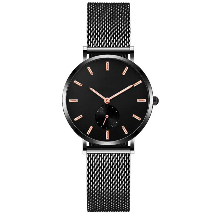 High Quality Rose Gold Case Watch Lady Leather Waterproof Wrist Watch Women Stainless steel Wrist Watch