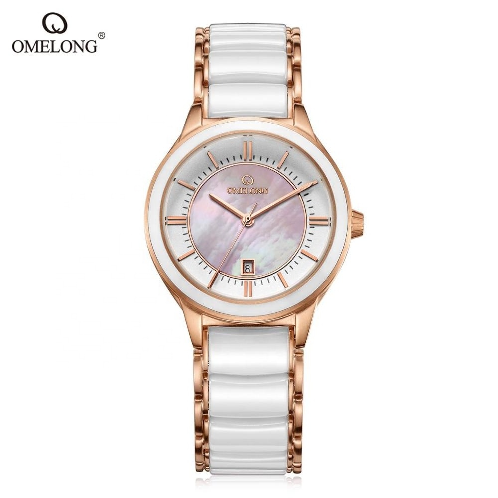 Stainless steel Gold Luxury  Quartz Women's Gold plated Watches Ceramic Pure Gold Wrist Watches