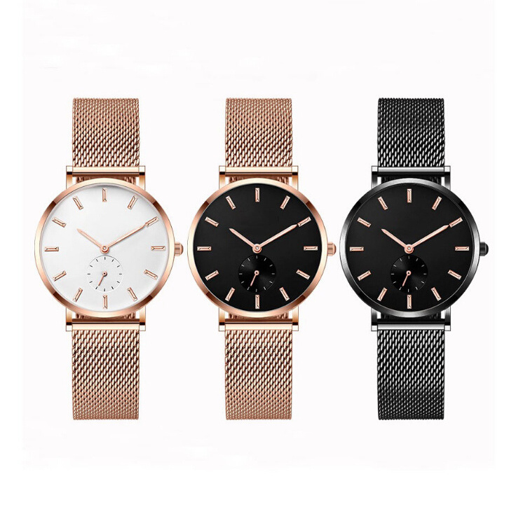 High Quality Rose Gold Case Watch Lady Leather Waterproof Wrist Watch Women Stainless steel Wrist Watch