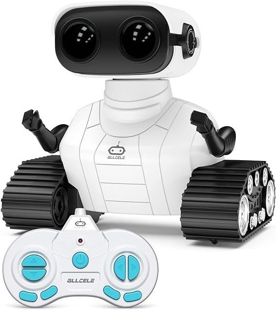 DWI Dowellin 2.4G Rechargeable RC Robot for Boys and Girls, Remote Control Toy with Music and LED Eyes