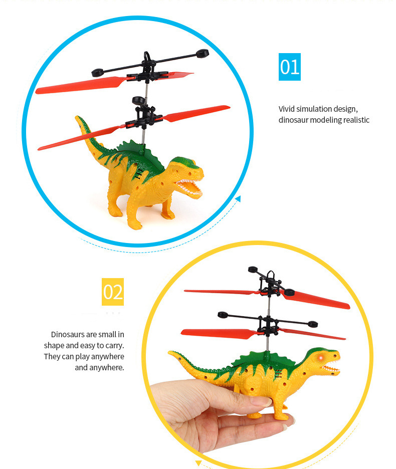 DWI Inductive flying helicopter dinosaur toy magic flying ball with colorful LED