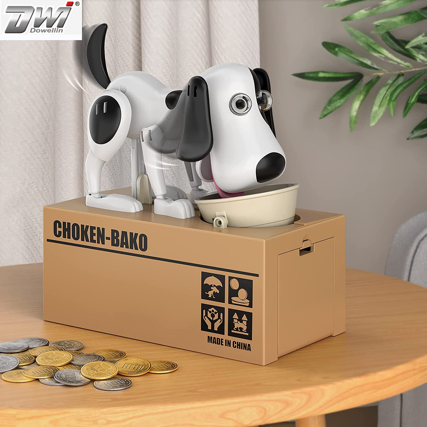 DWI Dowellin Pet Dog Coin Munching piggy bank Automatic Money Bank Electronic ATM Savings Box Saving Money Coin Bank for Toddler