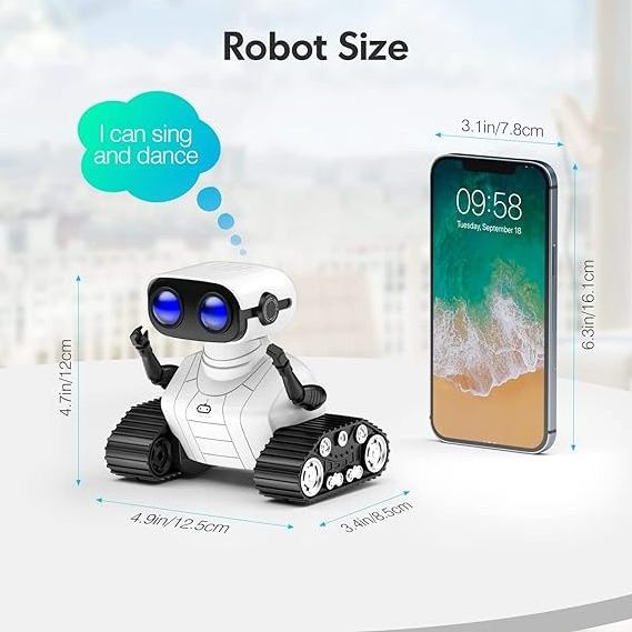 DWI Dowellin 2.4G Rechargeable RC Robot for Boys and Girls, Remote Control Toy with Music and LED Eyes