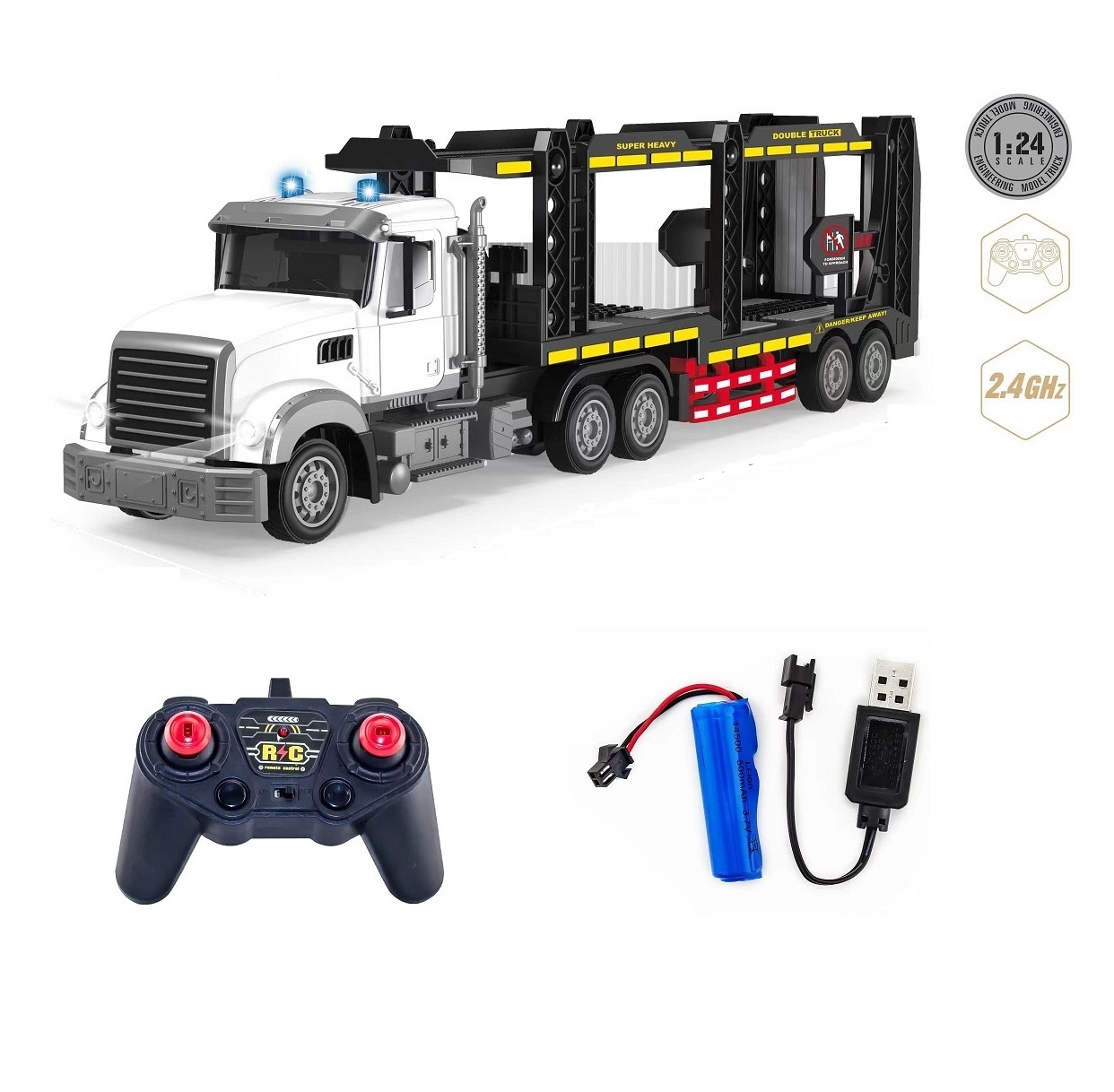 DWI Dowellin 1/24 RC Container Trailer 2024 hot selling RC trucks kids toy Big size Transporter vehicle toy