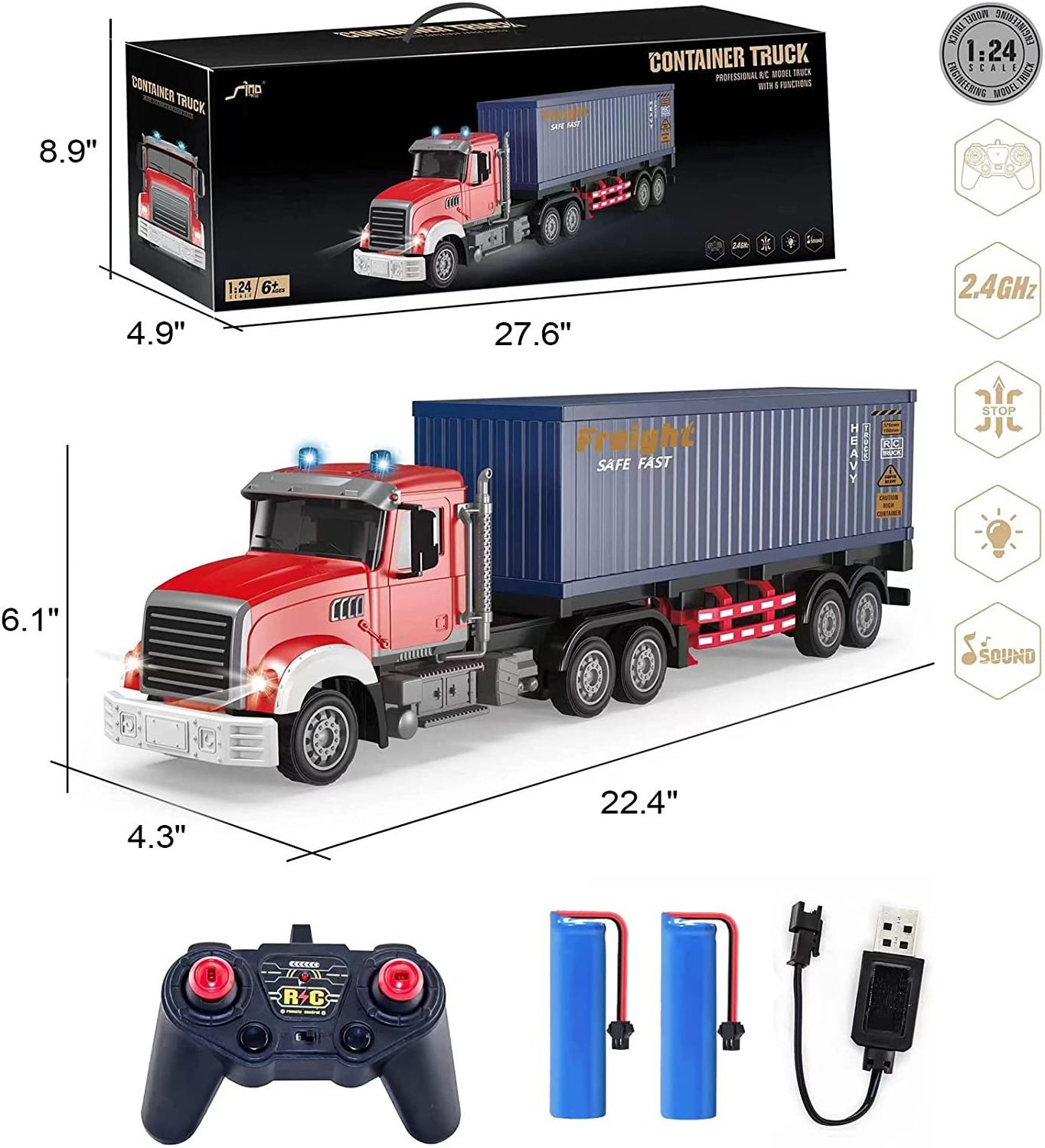 DWI Dowellin rc truck  toy remote control with Trailer semi trailer cargo carrier container truck tire rc car toys