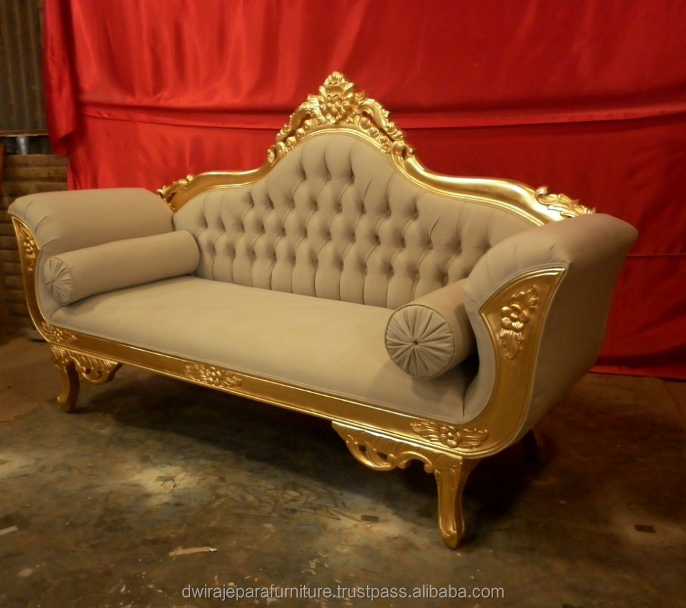 Indonesia Furniture - Classic Mahogany Sofa Furniture - Gold Wedding Sofa Mahogany Furniture