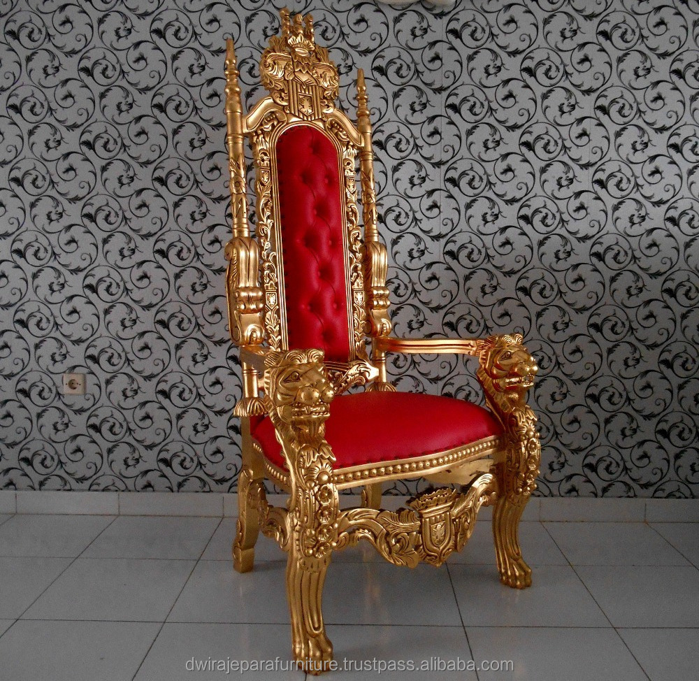 Antique Reproduction Furniture Indonesia - King Lion Throne Chair Mahogany Wedding Furniture