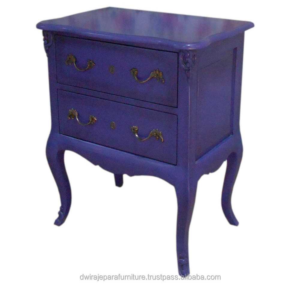 Wooden Furniture - Purple Nightstands Bedroom Furniture French Style