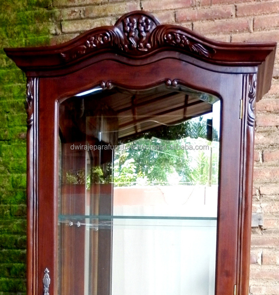 Classic Furniture Livingroom Showcase Cabinet 1 Glass Door - Mahogany Furniture Indonesia