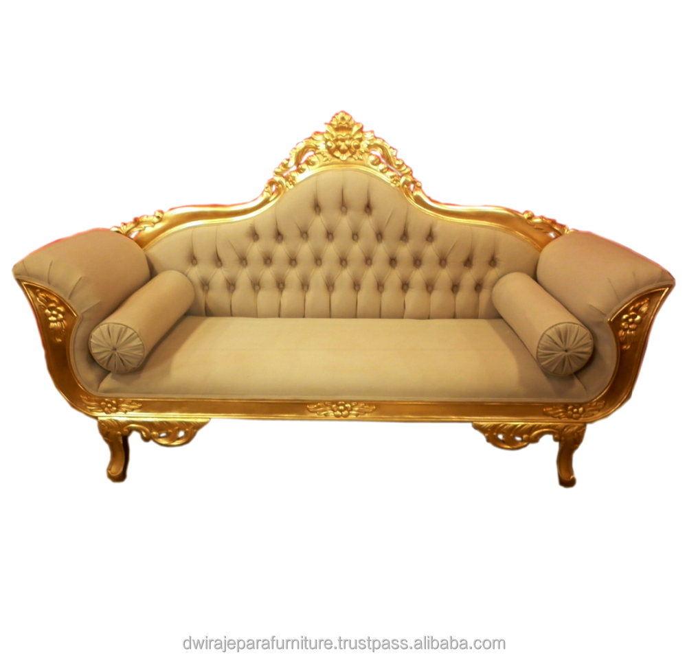 Indonesia Furniture - Classic Mahogany Sofa Furniture - Gold Wedding Sofa Mahogany Furniture