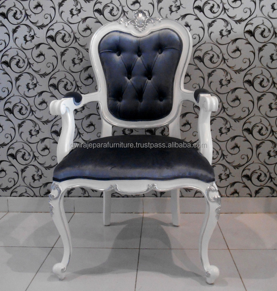 Mahogany Home and Indoor Furniture : Upholstered Arm Dining Chair Furniture Carved Baroque Style