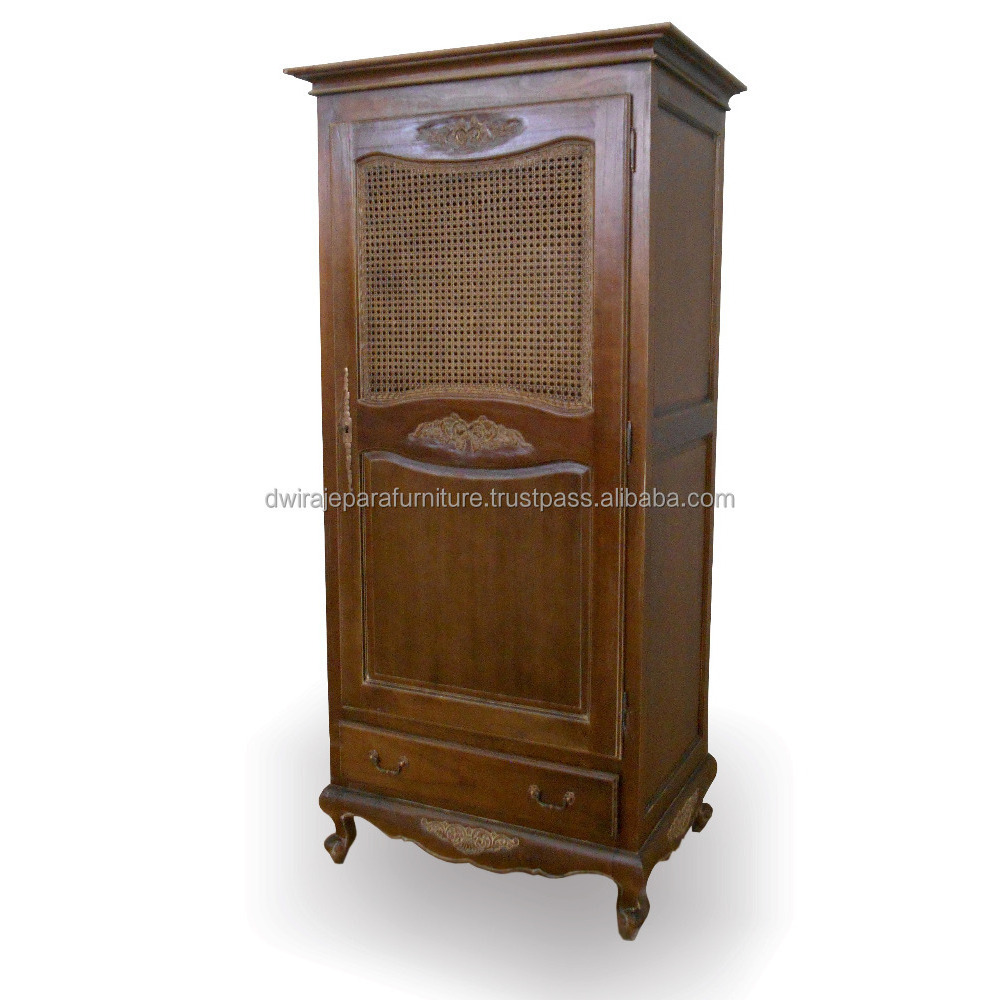 Antique Furniture - Vintage Rattan Wardrobe Furniture French Style.