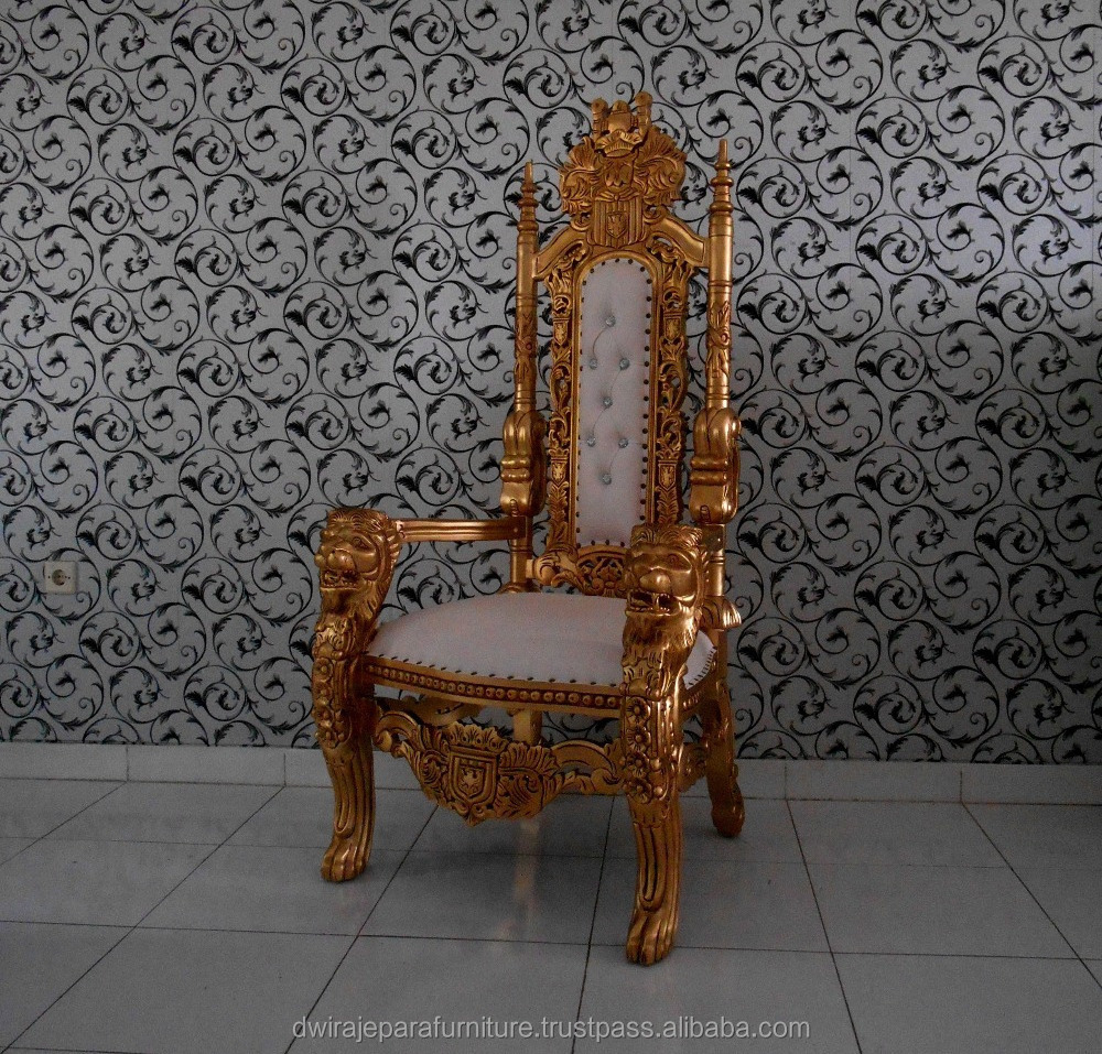 Antique Reproduction Furniture Indonesia - King Lion Throne Chair Mahogany Wedding Furniture