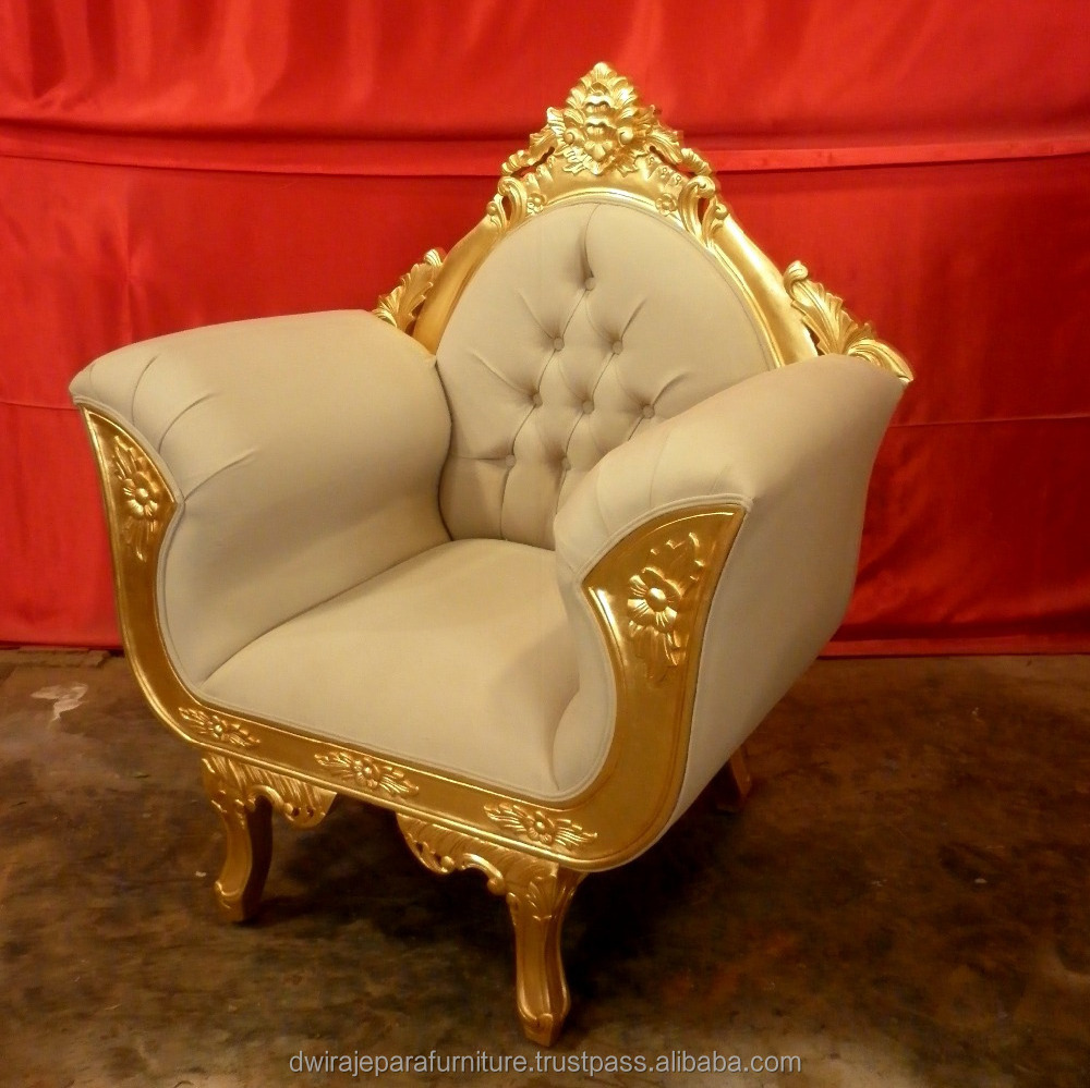 Indonesia Furniture - Classic Mahogany Sofa Furniture - Gold Wedding Sofa Mahogany Furniture