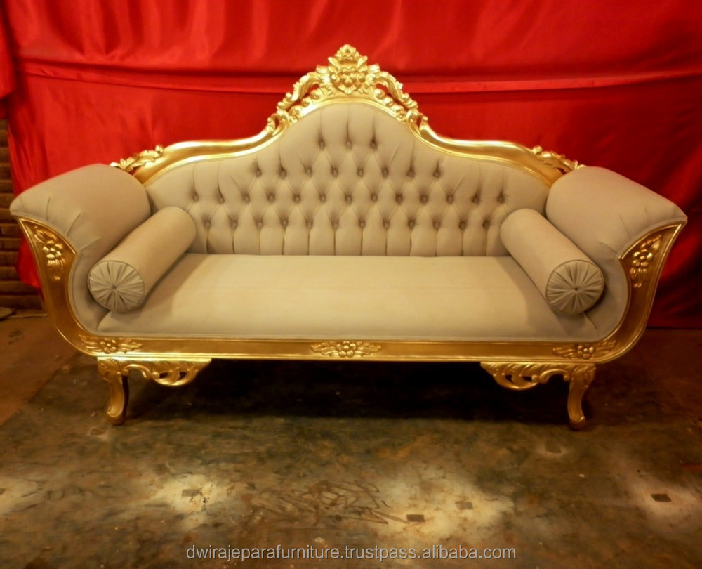 Indonesia Furniture - Classic Mahogany Sofa Furniture - Gold Wedding Sofa Mahogany Furniture