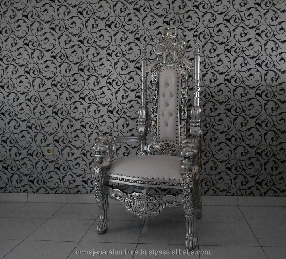 Antique Reproduction Furniture Indonesia - King Lion Throne Chair Mahogany Wedding Furniture