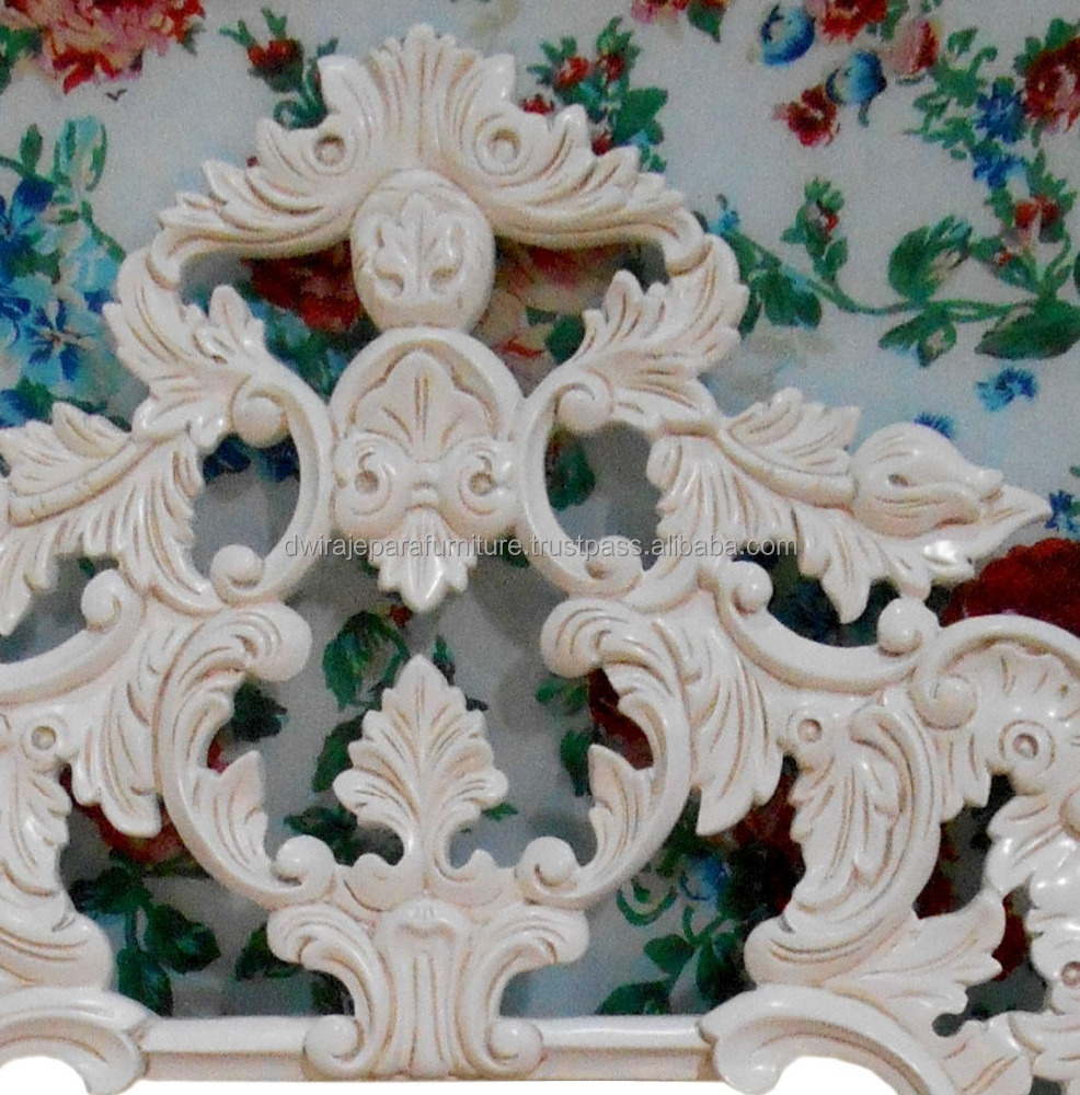 Indonesia Furniture - French Furniture White Painted Mahogany Wood Hand Carved Mirror Frame