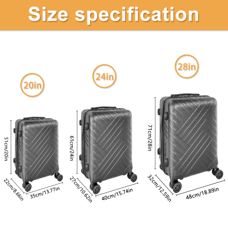 DWL Wholesale Fashionable  ABS PC Trolley Suitcase Luggage Bag black elegant lugagage set for travel