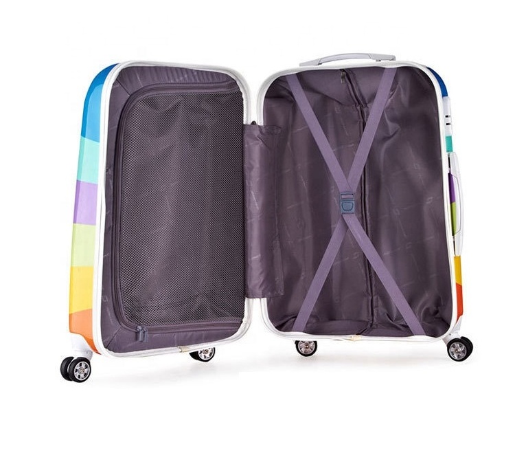 Factory Wholesale  Colorful Rainbow PC Material Travel Luggage Bag 3 pieces Trolley Luggage Sets Suitcase