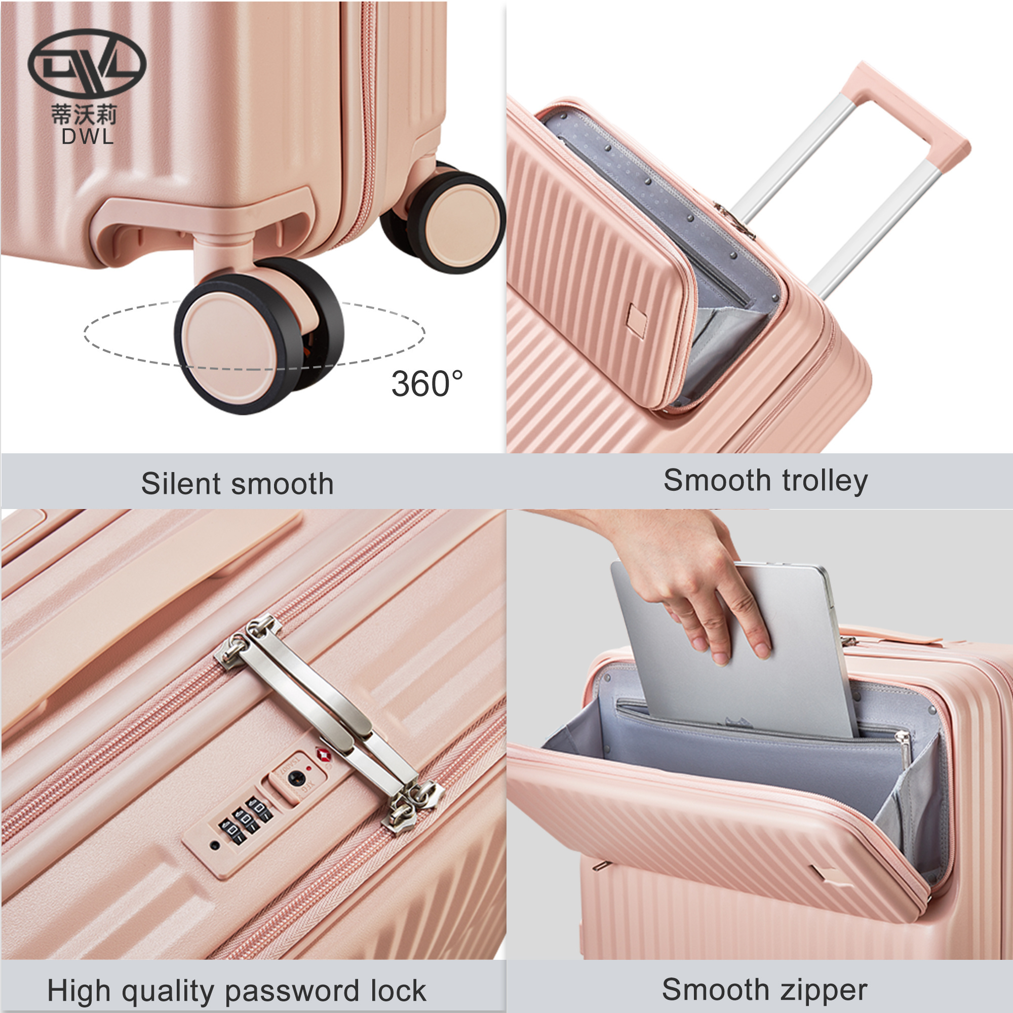 DWL luxury 20/222/24/28inch Cabine Trolley Suitcase Business PC Rolling Luggage Pilot Case with Small front open pocket