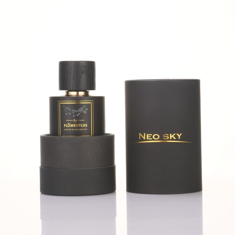 Wholesale Black Glass Perfume Bottle 100ml 50ml 30ml Round Perfume Glass Bottle With Wooden Cap