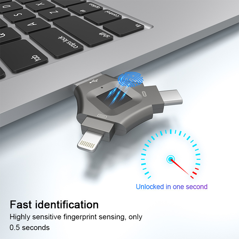 New Trending Product Mini Metal flash drive 64GB 128GB 256GB Encryption USB Flash Drive Fingerprint for iPhone 15