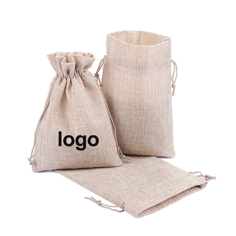 Linna 10*14cm Reusable Grocery Shopping Burlap Bags Customize Small Jute Drawstring Bags Pouches Jute Wig Bags