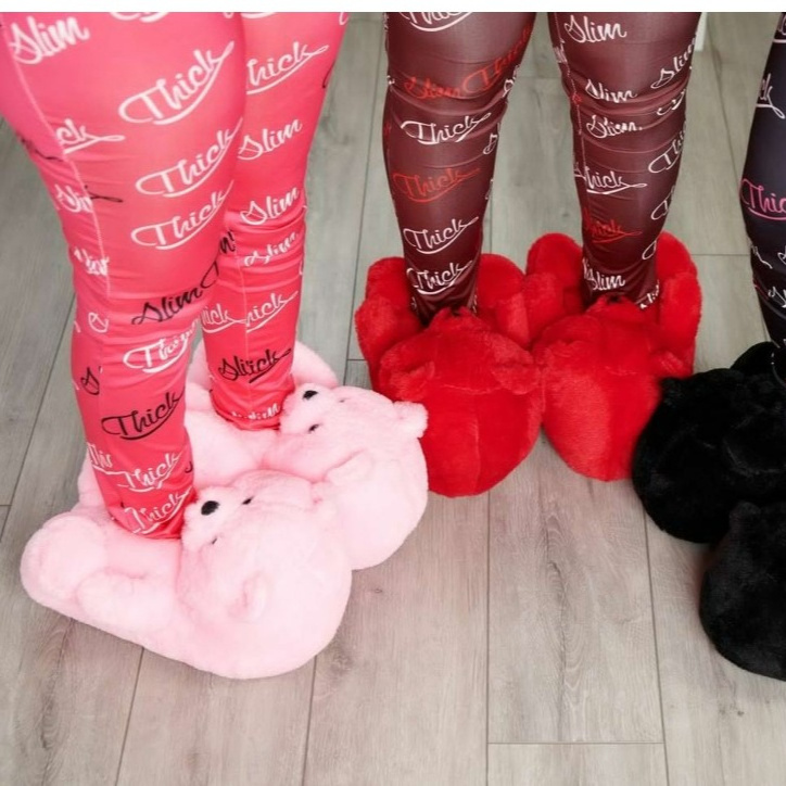 Indoor Warm Slippers Animal Fluffy Furry Fur Fashion Teddy Bear Adult Slides Plush Teddy Bear Slippers Men Ladies