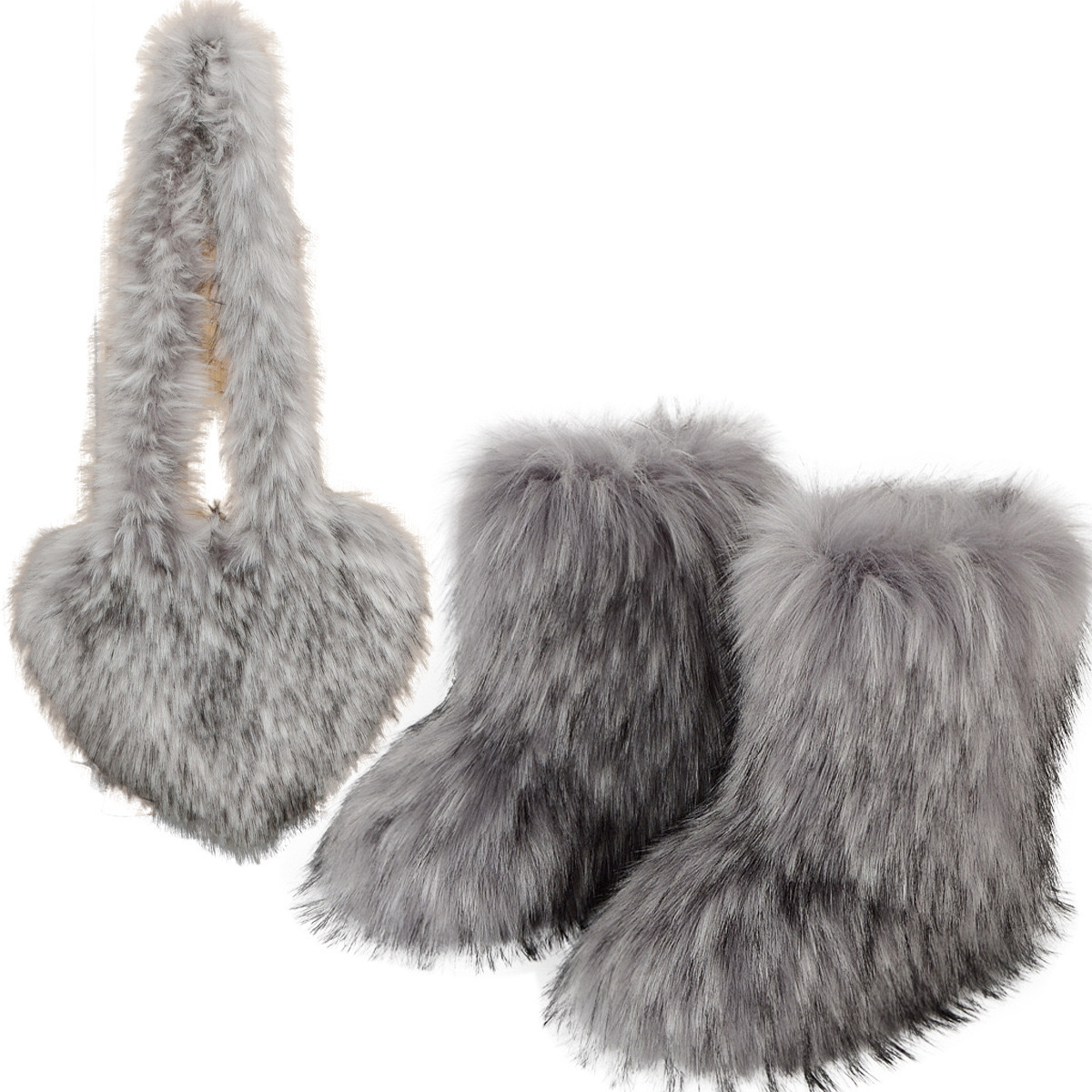 Women's imitation raccoon fur boots Manufacturer wholesale high quality snow boots Women's crossbody bag set Fur snow boots