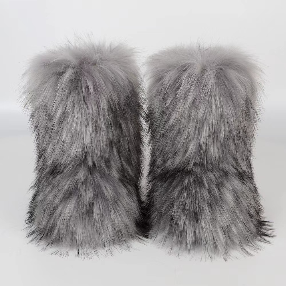 2023 hot selling ladies imitation raccoon fur boots factory wholesale high quality snow boots fur snow boots