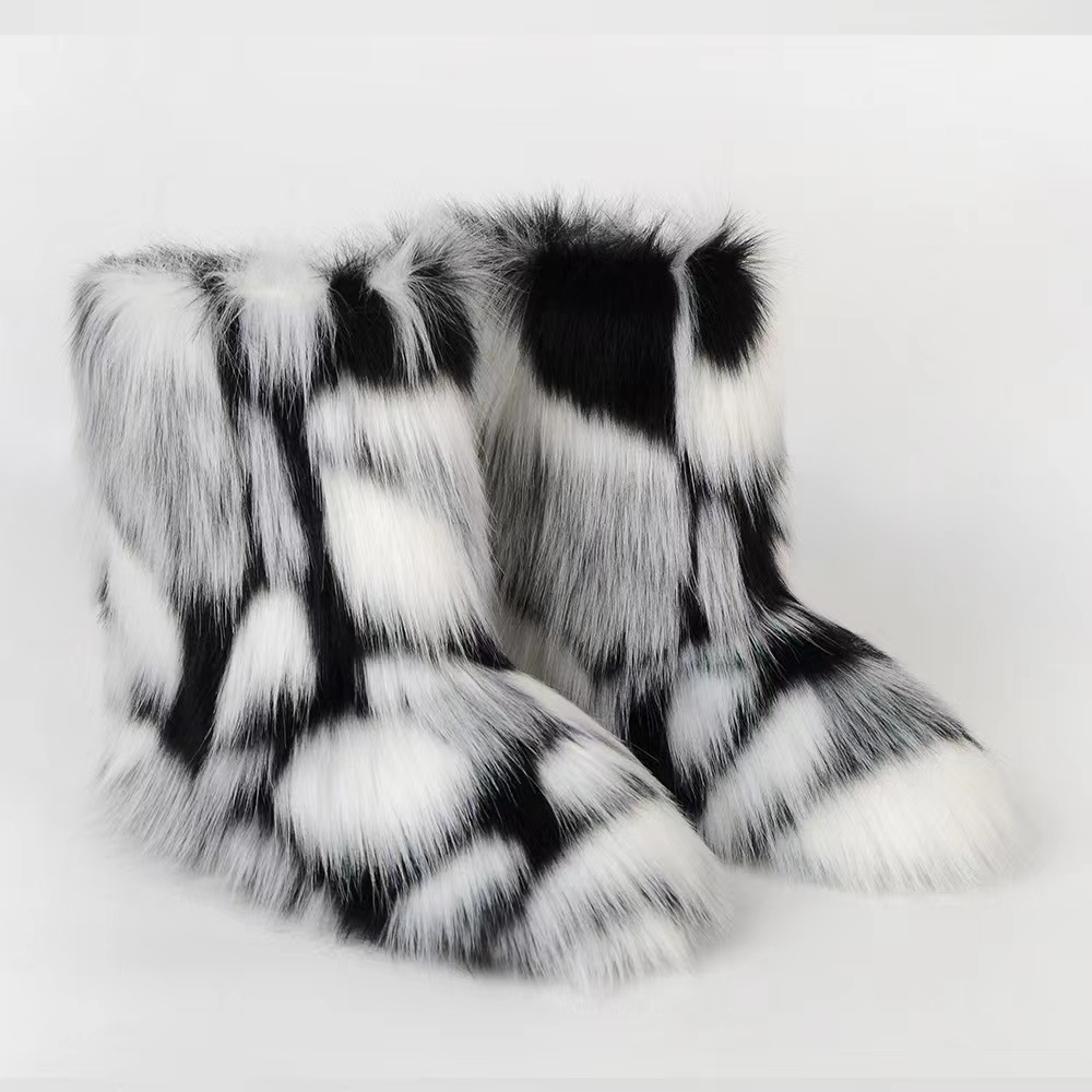 2023 hot selling ladies imitation raccoon fur boots factory wholesale high quality snow boots fur snow boots