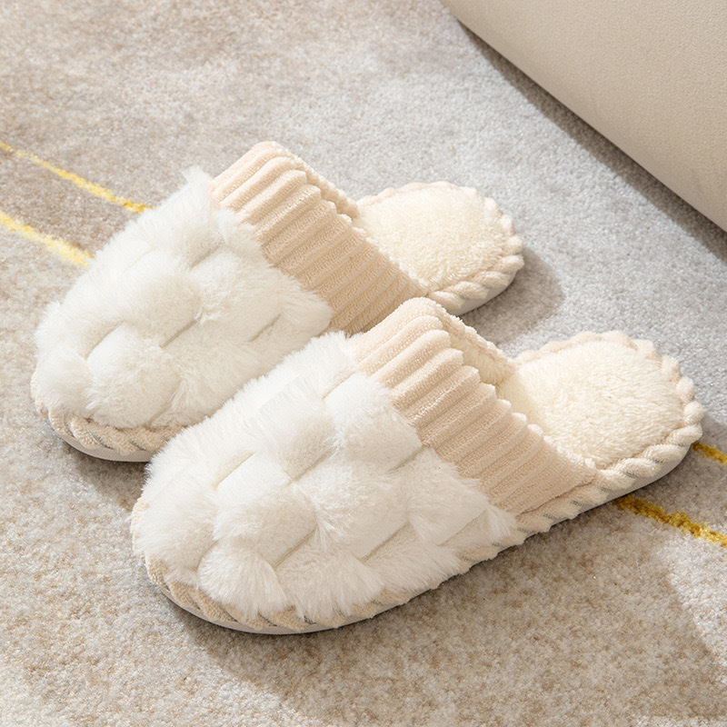 2024 Hot Selling Fashion Warm Faux Fur Pink Fluffy Winter Plush Plush Indoor Home Women's Slippers